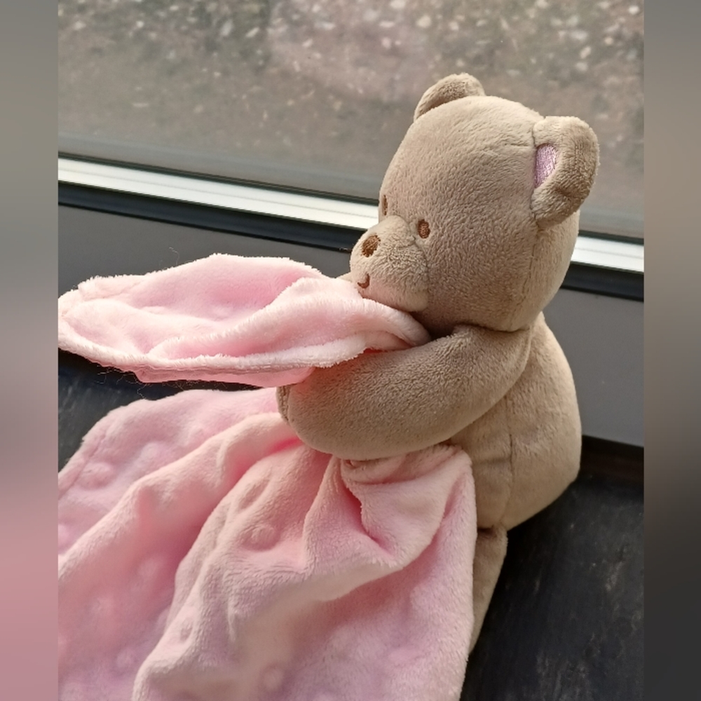 ✓Carters Teddy Bear Holding Pink Blanket Lovey Baby Security Satin Soft Plush - Picture 3 of 7